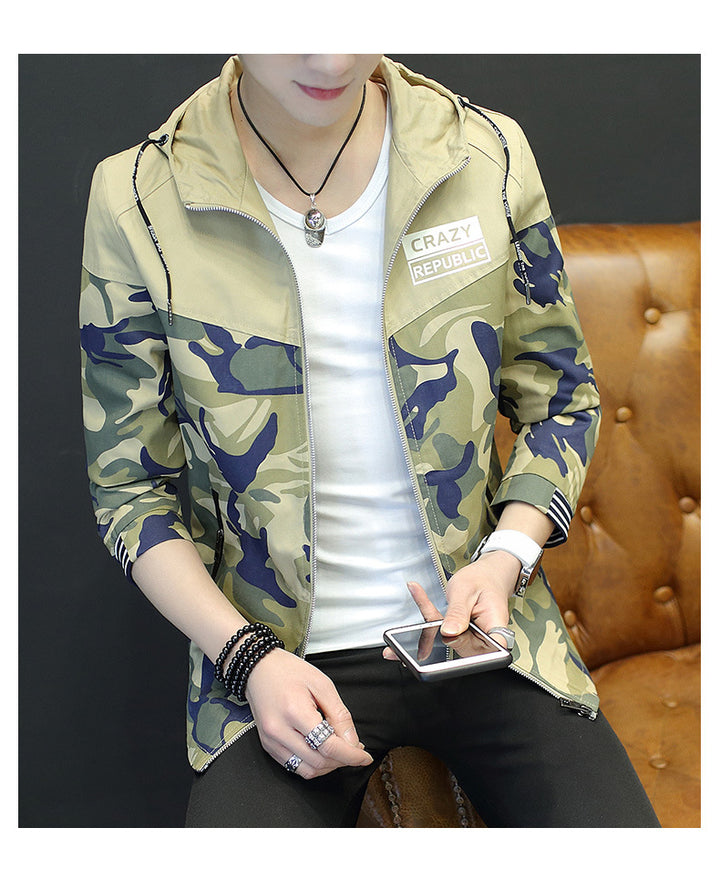Men's lightweight camouflage jacket with hood and elastic cuffs Lisslune
