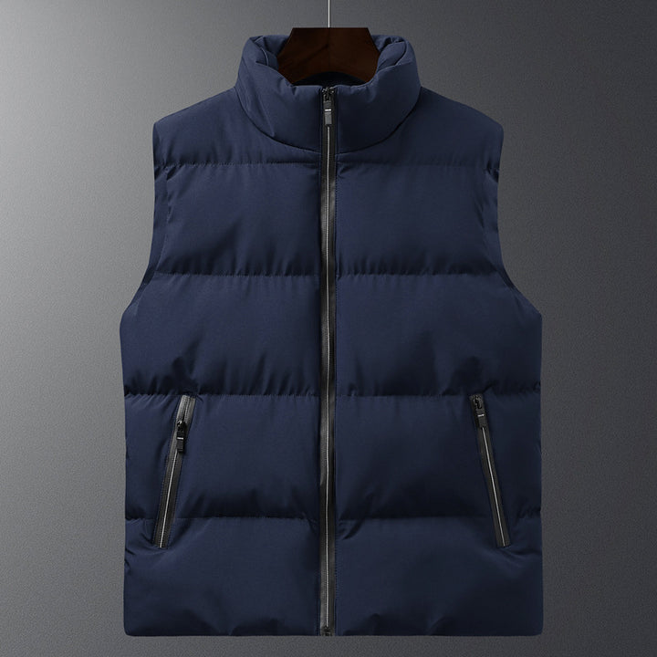 Men's Padded Vest with High Collar and Side Zip Pockets Lisslune