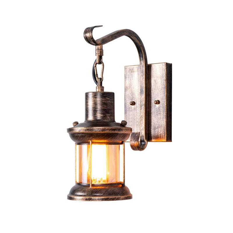 Lisslune | 1 Light Clear Glass Wall Light Nautical Bronze Kerosene Hall Wall Lights