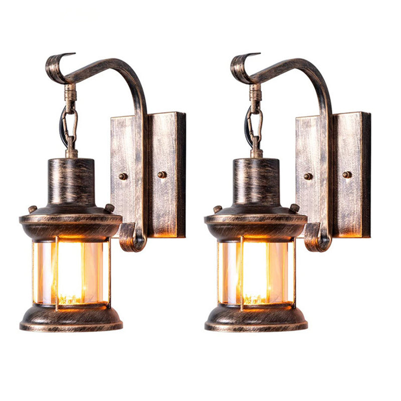 Lisslune | 1 Light Clear Glass Wall Light Nautical Bronze Kerosene Hall Wall Lights