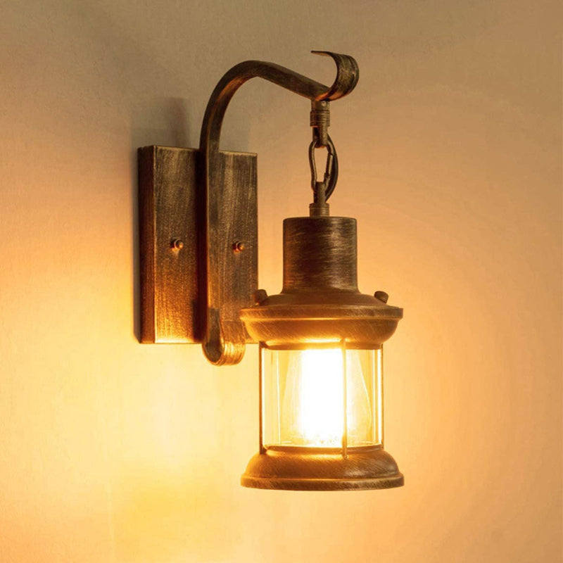Lisslune | 1 Light Clear Glass Wall Light Nautical Bronze Kerosene Hall Wall Lights