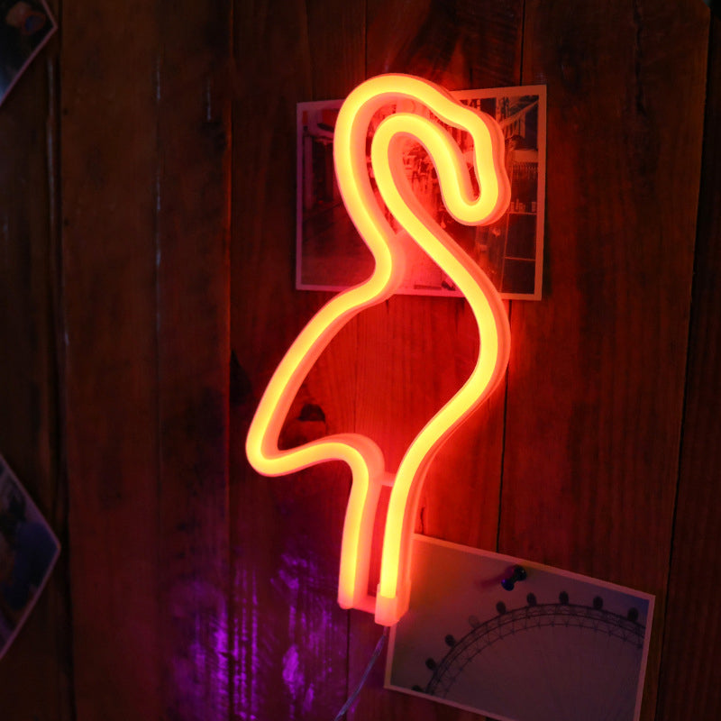 Skørter | Creative Battery LED Wall Night Lamp White Flamingo USB Night Light with Plastic Shade