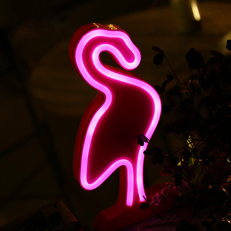 Lisslune | Flamingo Wall Night Light Minimalistic Plastic LED Bedroom Nightstand Lamp in White