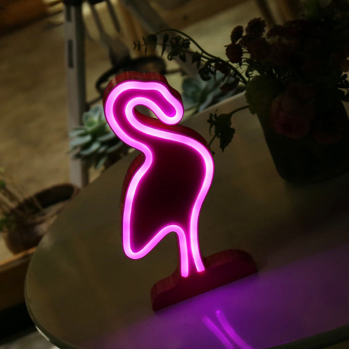 Lisslune | Flamingo Wall Night Light Minimalistic Plastic LED Bedroom Nightstand Lamp in White