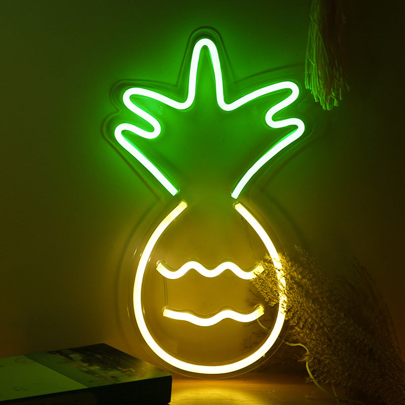 Skørter | Cartoon Pineapple Mini Nightstand Lighting Plastic LED Bedroom Nightstand Lamp in White