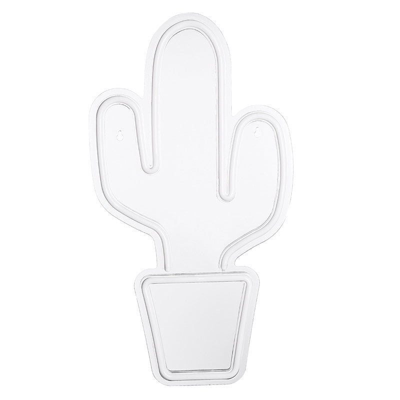 Skørter | Plastic Potted Cactus Nightstand Lamp Creative USB-Powered LED Wall Night Light in White