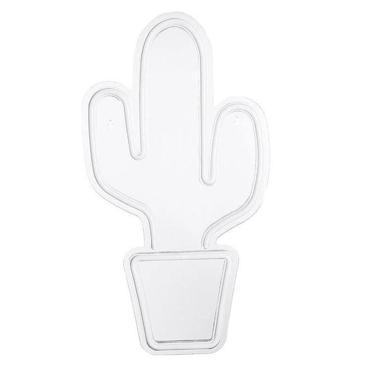 Skørter | Plastic Potted Cactus Nightstand Lamp Creative USB-Powered LED Wall Night Light in White