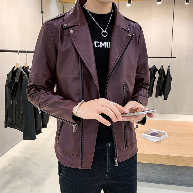 Men's stylish biker jacket made of high-quality synthetic leather Lisslune