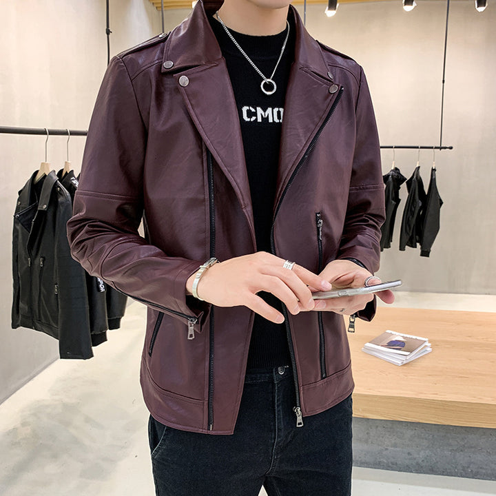 Men's stylish biker jacket made of high-quality synthetic leather Lisslune