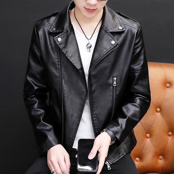 Men's stylish biker jacket made of high-quality synthetic leather Lisslune
