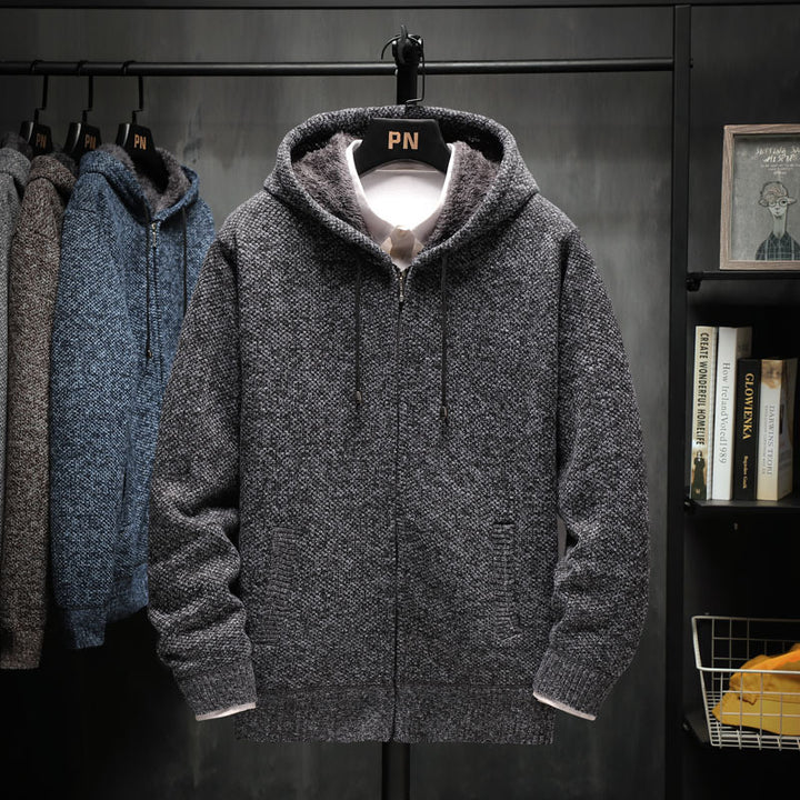 Men's cozy fleece jacket with hood and practical pockets Lisslune
