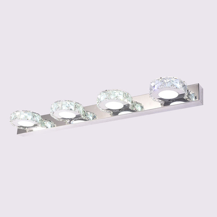Lisslune | 3/4-Light Faceted Crystal Makeup Wall Lamp Modern Stainless Steel Round/Square Bathroom Wall Mounted Light