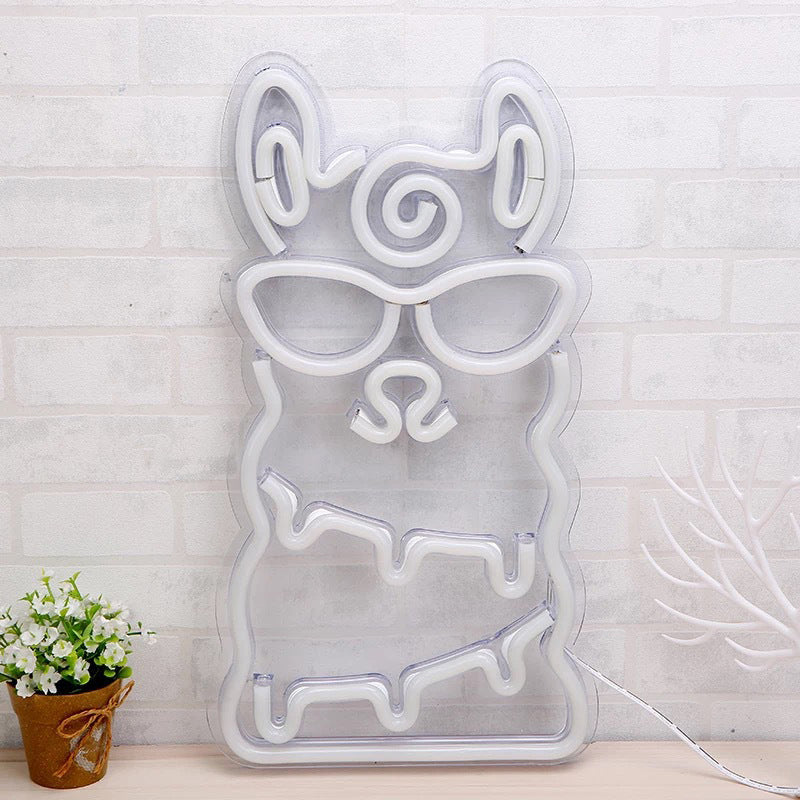 Skørter | Alpaca Mini Wall Night Lamp Cartoon Style Plastic Children's Bedroom LED Nightstand Lamp in White