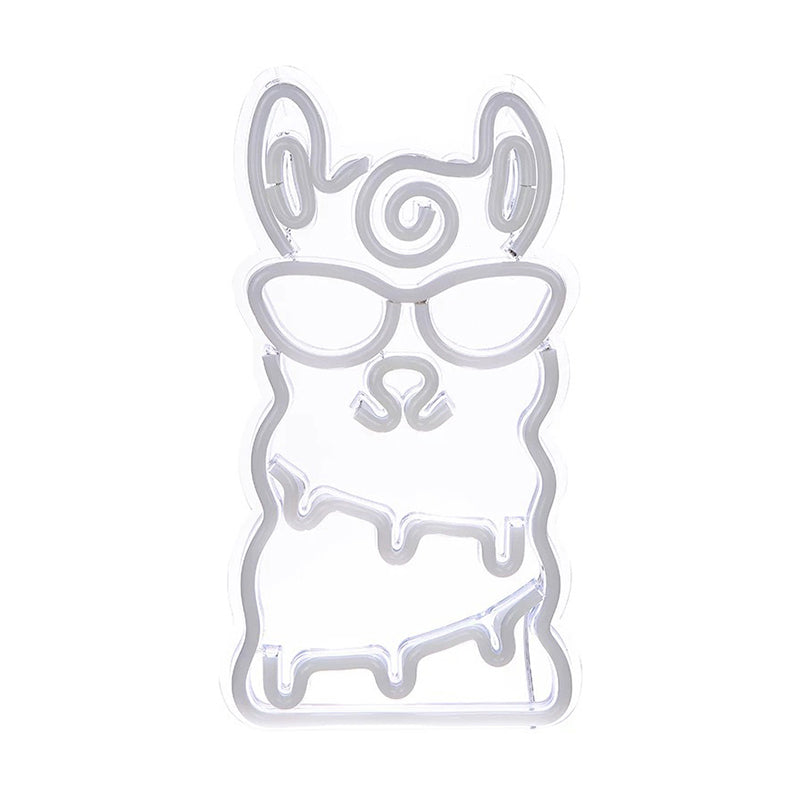 Skørter | Alpaca Mini Wall Night Lamp Cartoon Style Plastic Children's Bedroom LED Nightstand Lamp in White