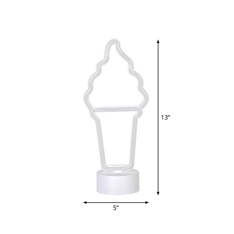 Skørter | Ice Cream Plastic Night Light Simplicity LED White Wall Night Light Battery Operated