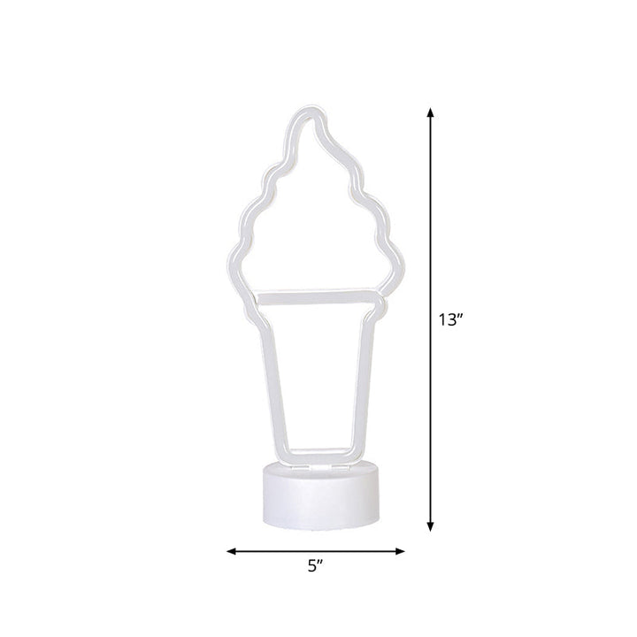 Skørter | Ice Cream Plastic Night Light Simplicity LED White Wall Night Light Battery Operated