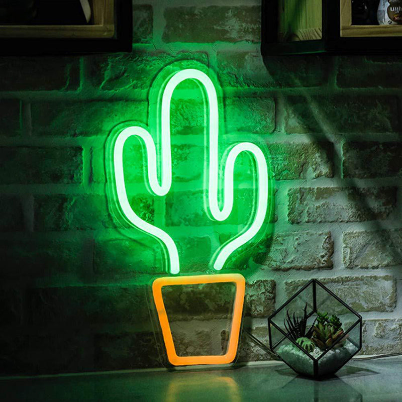 Skørter | white pots cactus-shaped bedside lamp children's style LED plastic wall night light