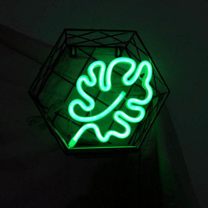Lisslune | Plastic Leaf Shape Mini Nightstand Lamp Modernist LED Wall Nightstand Lamp in White