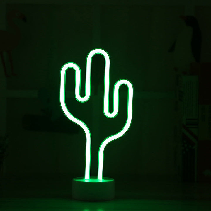 Skørter | Cactus-shaped Plastic Night Lamp Contemporary Battery-operated LED White Table Lighting