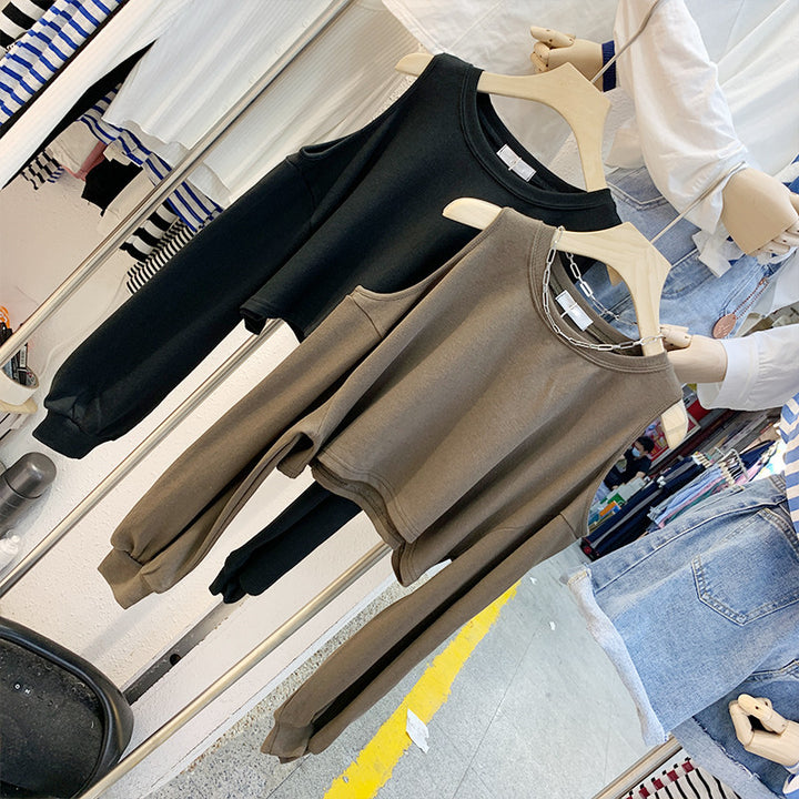 Women's Casual Crop Top with Long Sleeves