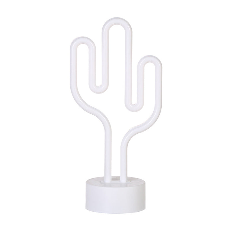 Skørter | Cactus-shaped Plastic Night Lamp Contemporary Battery-operated LED White Table Lighting