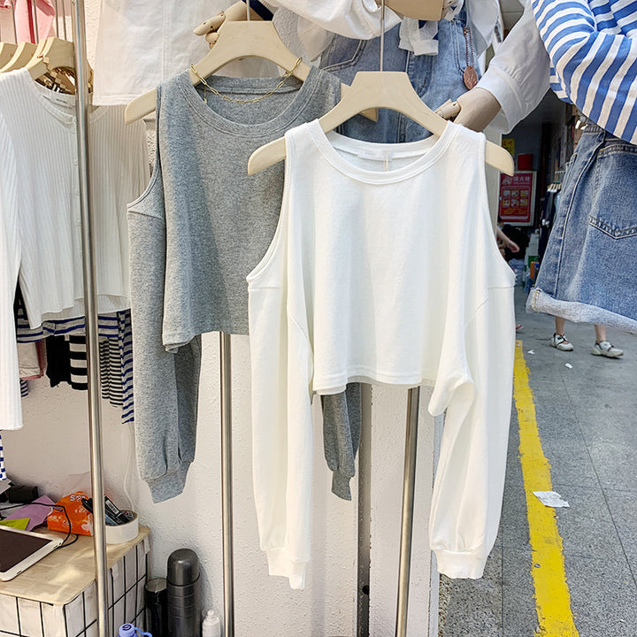 Women's Casual Crop Top with Long Sleeves