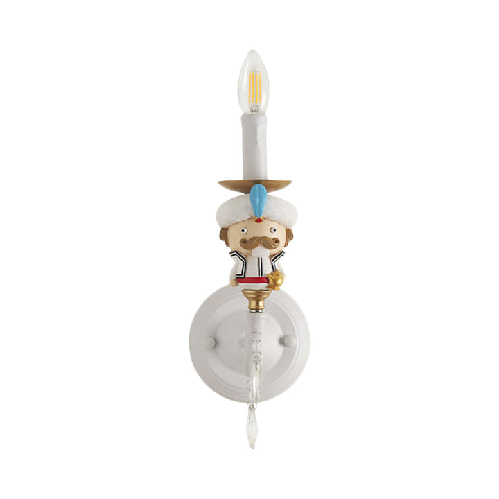 Skørter | Wall lamp candle with cartoon characters and crystal deco resin 1 light modern wall lamp in white for children's room