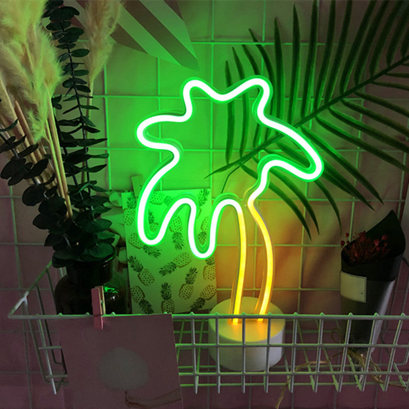 Skørter | Plastic Coconut Tree Table Lamp Simplicity LED White Night Light for Children's Room