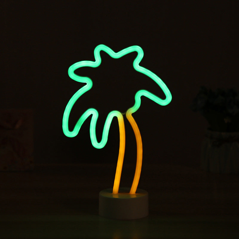 Skørter | Plastic Coconut Tree Table Lamp Simplicity LED White Night Light for Children's Room