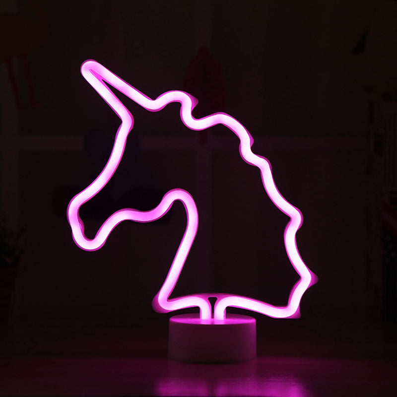 Skørter | White Unicorn Night Table Lighting Creative Battery Powered LED Plastic Wall Night Light
