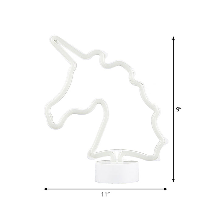 Skørter | White Unicorn Night Table Lighting Creative Battery Powered LED Plastic Wall Night Light