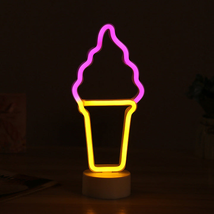 Skørter | Nordic LED Night Table Light White Geometry Nightstand Lighting with Plastic Shade