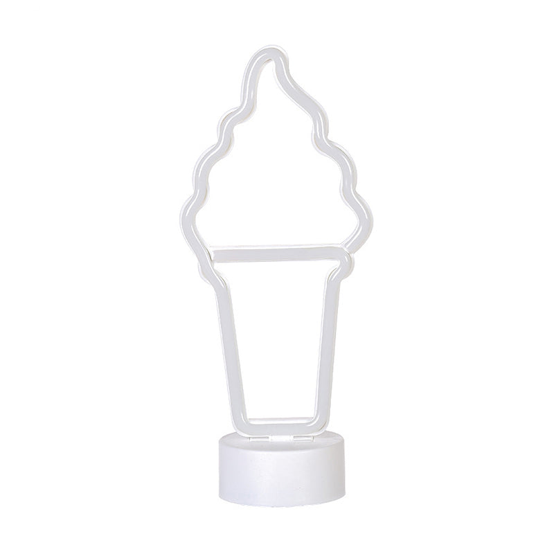 Skørter | Nordic LED Night Table Light White Geometry Nightstand Lighting with Plastic Shade