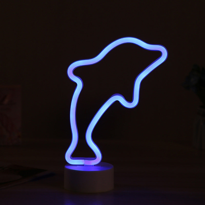 Skørter | Nordic LED Night Table Light White Geometry Nightstand Lighting with Plastic Shade