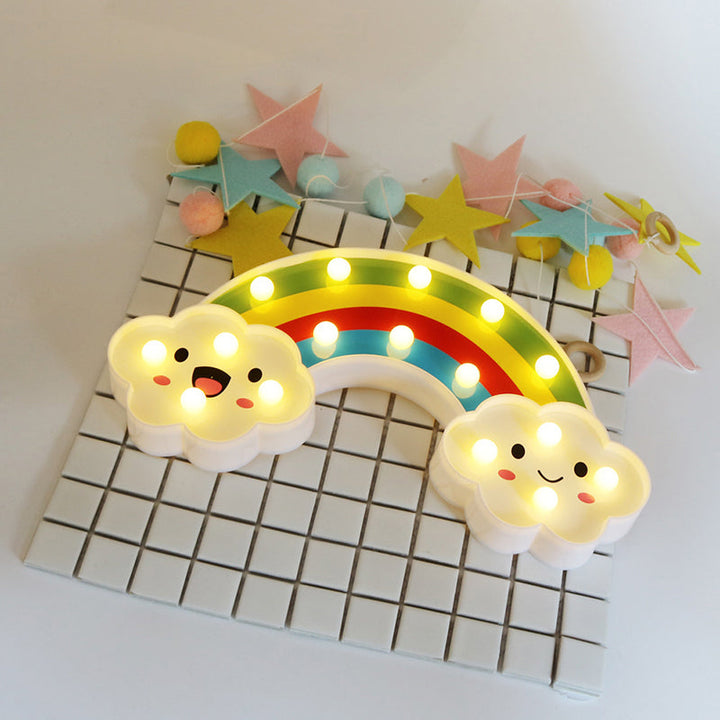 Skørter | Girls Bedroom LED Wall Light Simple White Nightstand Lamp with Rainbow Plastic Shades