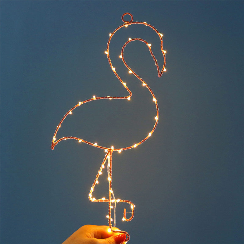 Skørter | Metal Flamingo Wall Lamp Simple Battery Powered LED Pink Nightstand Lamp