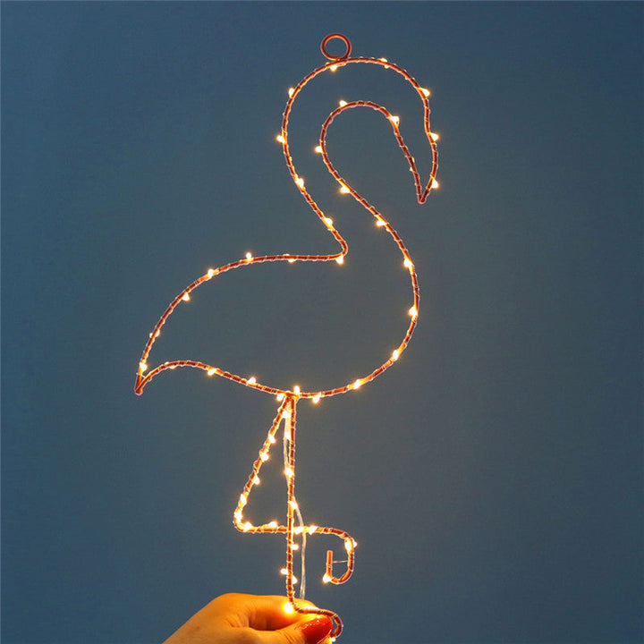 Skørter | Metal Flamingo Wall Lamp Simple Battery Powered LED Pink Nightstand Lamp