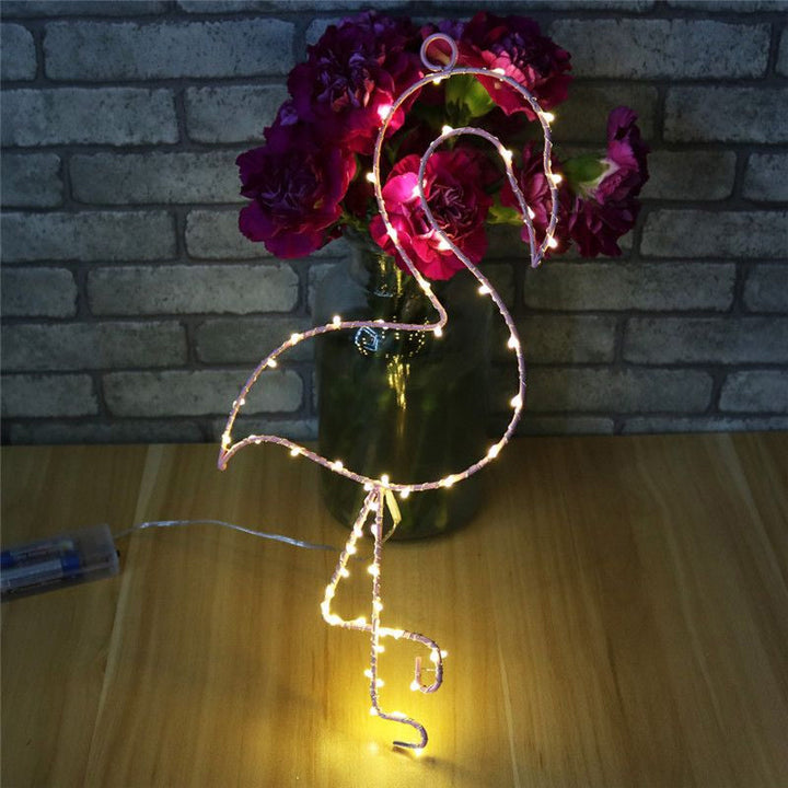 Skørter | Metal Flamingo Wall Lamp Simple Battery Powered LED Pink Nightstand Lamp