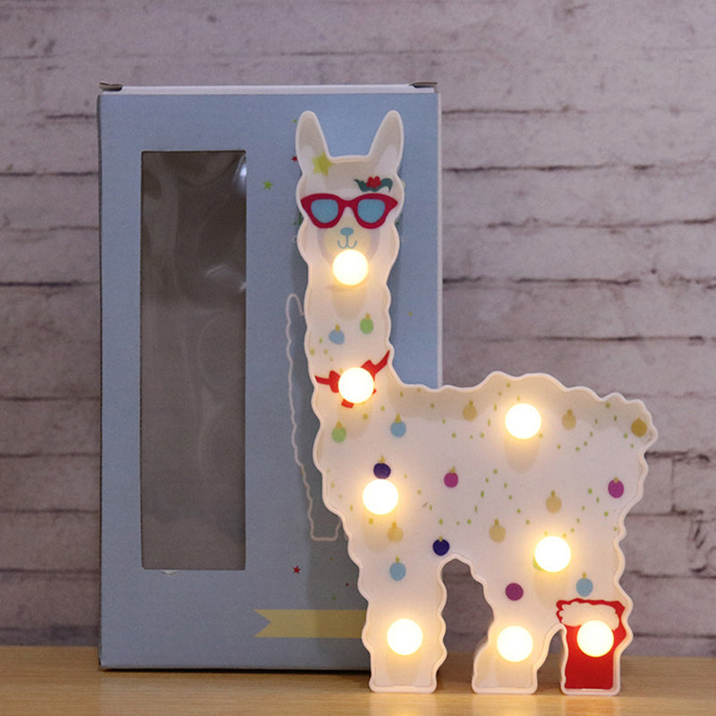 Skørter | Plastic Alpaca Night Light Modern Battery-Powered LED Wall Night Lamp for Girls' Room