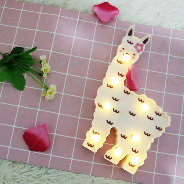 Skørter | Plastic Alpaca Night Light Modern Battery-Powered LED Wall Night Lamp for Girls' Room