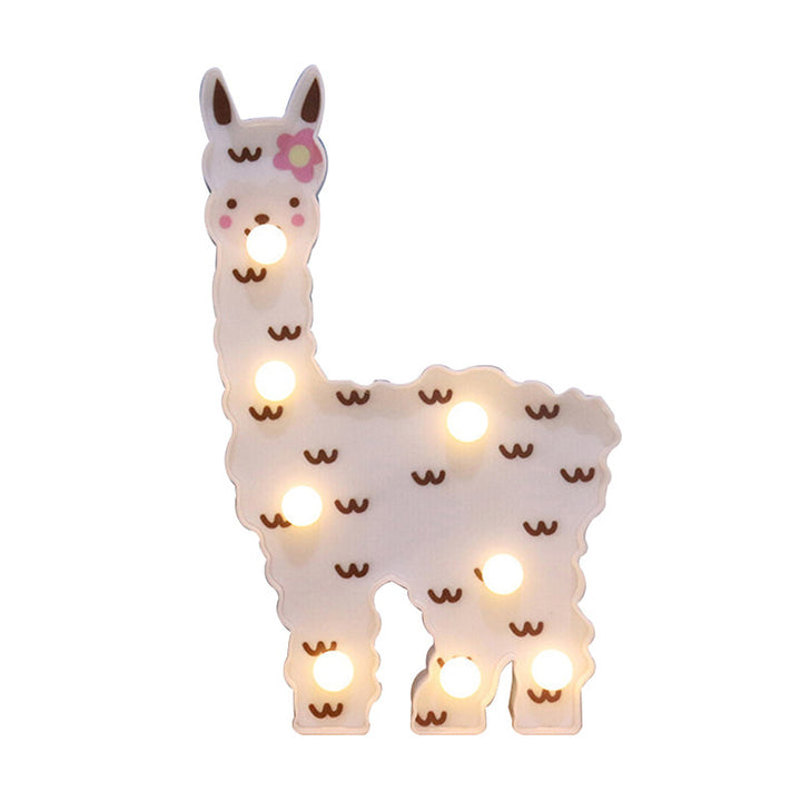 Skørter | Plastic Alpaca Night Light Modern Battery-Powered LED Wall Night Lamp for Girls' Room