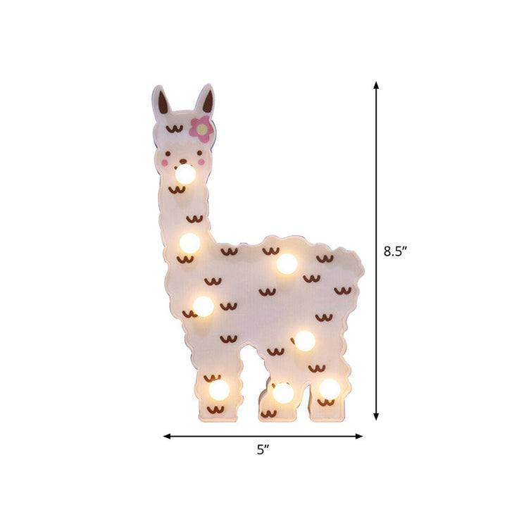 Skørter | Plastic Alpaca Night Light Modern Battery-Powered LED Wall Night Lamp for Girls' Room
