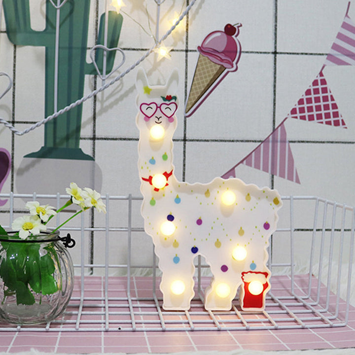 Skørter | Plastic Alpaca Night Light Modern Battery-Powered LED Wall Night Lamp for Girls' Room