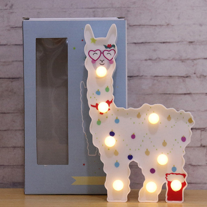 Skørter | Plastic Alpaca Night Light Modern Battery-Powered LED Wall Night Lamp for Girls' Room