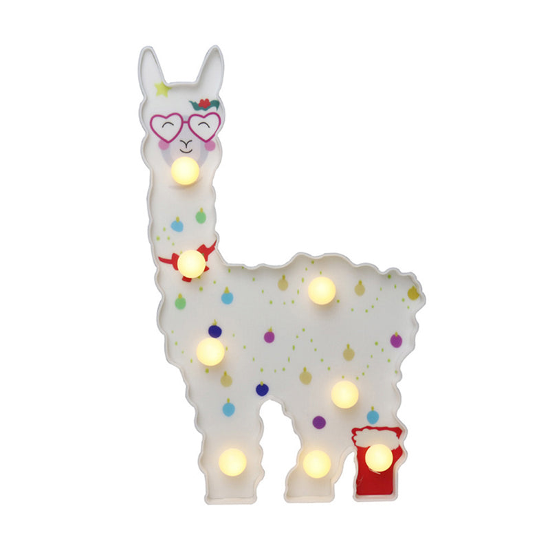 Skørter | Plastic Alpaca Night Light Modern Battery-Powered LED Wall Night Lamp for Girls' Room