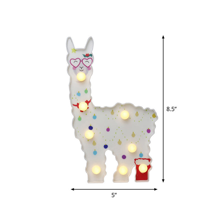 Skørter | Plastic Alpaca Night Light Modern Battery-Powered LED Wall Night Lamp for Girls' Room