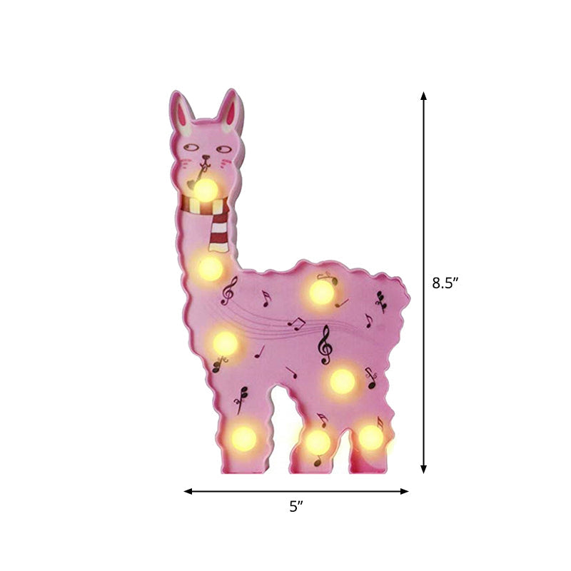 Skørter | Plastic Alpaca Night Light Modern Battery-Powered LED Wall Night Lamp for Girls' Room