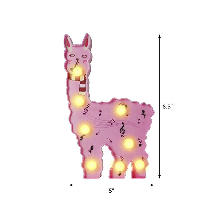 Skørter | Plastic Alpaca Night Light Modern Battery-Powered LED Wall Night Lamp for Girls' Room