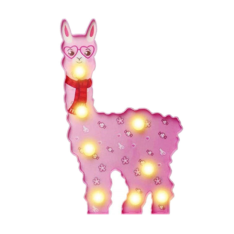 Skørter | Plastic Alpaca Night Light Modern Battery-Powered LED Wall Night Lamp for Girls' Room