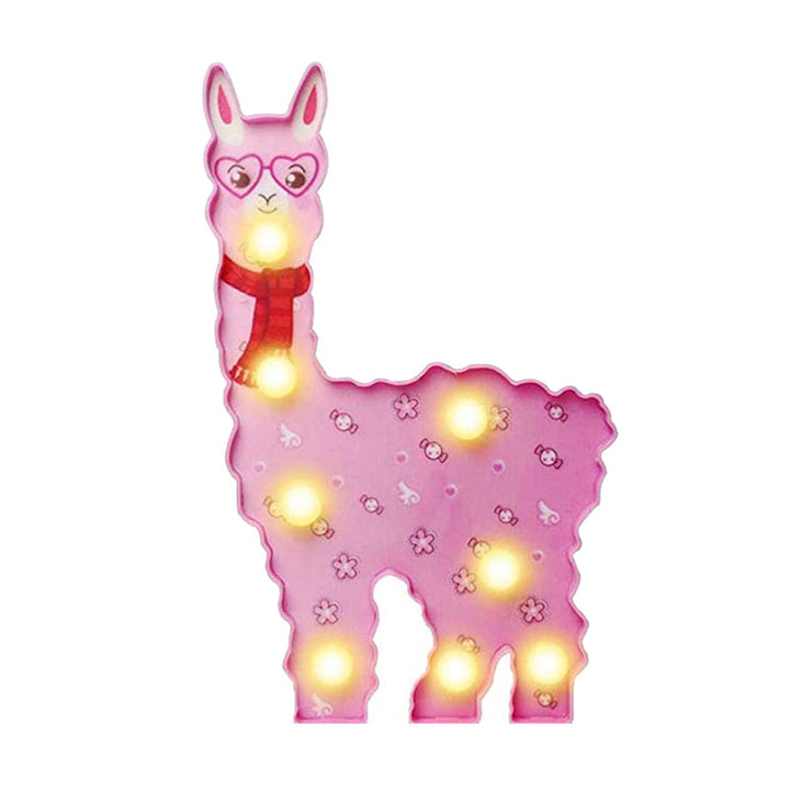 Skørter | Plastic Alpaca Night Light Modern Battery-Powered LED Wall Night Lamp for Girls' Room